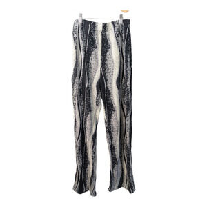 One Day Size 2 Pleated Ribbed Tie Dye Straight Pants Black White High Waist Boho